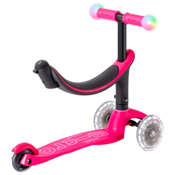 Trotinetă pentru copii cu trei roți Micro Mini2Grow Deluxe Magic LED (MMD359) 50 kg/ Pink photo 2