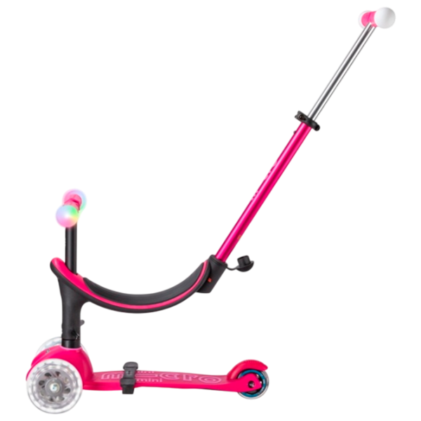 Trotinetă pentru copii cu trei roți Micro Mini2Grow Deluxe Magic LED (MMD359) 50 kg/ Pink photo 3