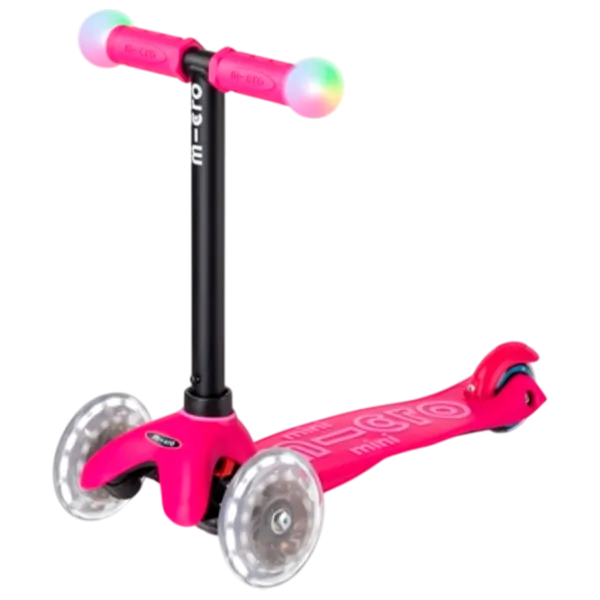 Trotinetă pentru copii cu trei roți Micro Mini2Grow Deluxe Magic LED (MMD359) 50 kg/ Pink photo 4