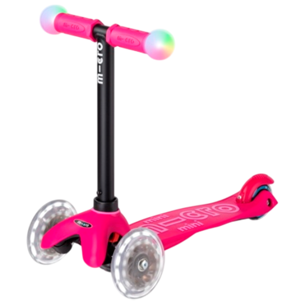 Trotinetă pentru copii cu trei roți Micro Mini2Grow Deluxe Magic LED (MMD359) 50 kg/ Pink photo 4