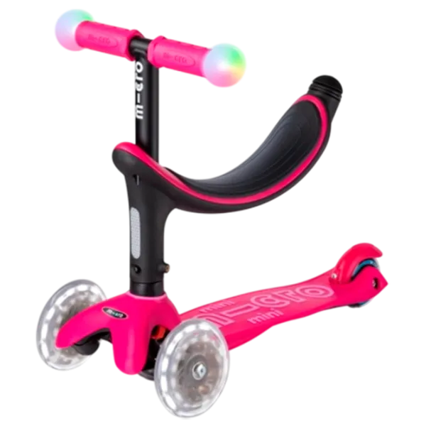 Trotinetă pentru copii cu trei roți Micro Mini2Grow Deluxe Magic LED (MMD359) 50 kg/ Pink photo 5