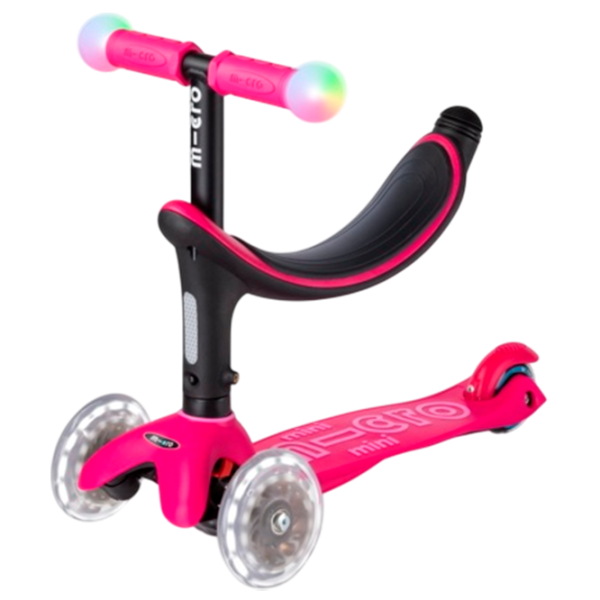 Trotinetă pentru copii cu trei roți Micro Mini2Grow Deluxe Magic LED (MMD359) 50 kg/ Pink photo 5