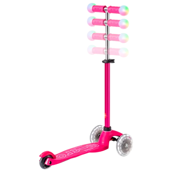 Trotinetă pentru copii cu trei roți Micro Mini2Grow Deluxe Magic LED (MMD359) 50 kg/ Pink photo 6