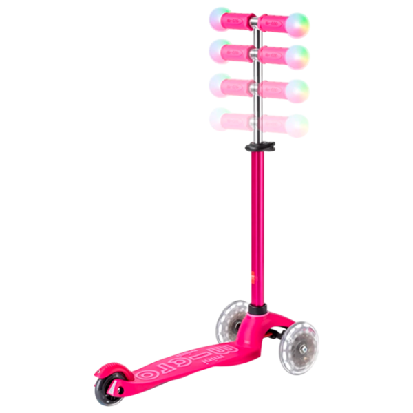 Trotinetă pentru copii cu trei roți Micro Mini2Grow Deluxe Magic LED (MMD359) 50 kg/ Pink photo 6