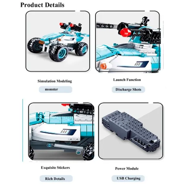Constructor cu telecomandă Sluban Snowmobile Transport/ Blue photo 7