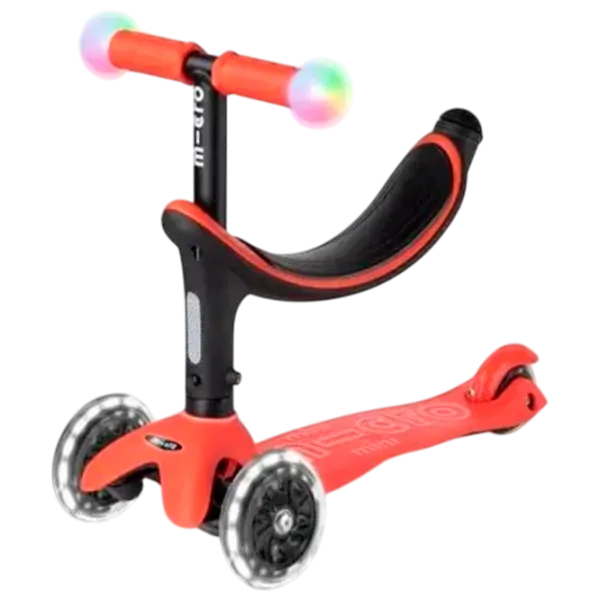 Trotinetă pentru copii cu trei roți Micro Mini2Grow Deluxe Magic LED (MMD356) 50 kg/ Red photo 3