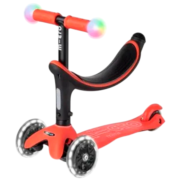 Trotinetă pentru copii cu trei roți Micro Mini2Grow Deluxe Magic LED (MMD356) 50 kg/ Red photo 3