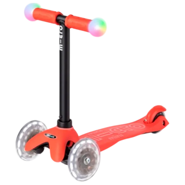 Trotinetă pentru copii cu trei roți Micro Mini2Grow Deluxe Magic LED (MMD356) 50 kg/ Red photo 4