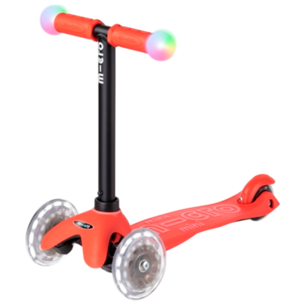 Trotinetă pentru copii cu trei roți Micro Mini2Grow Deluxe Magic LED (MMD356) 50 kg/ Red photo 4