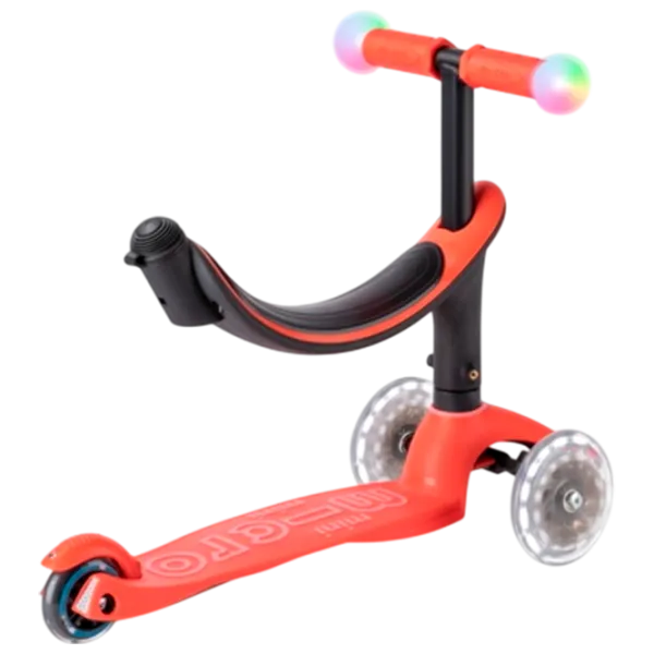 Trotinetă pentru copii cu trei roți Micro Mini2Grow Deluxe Magic LED (MMD356) 50 kg/ Red photo 7
