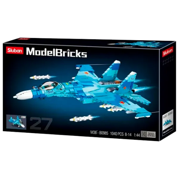 Constructor Sluban Su-27 Fighter Avion/ Blue photo 1