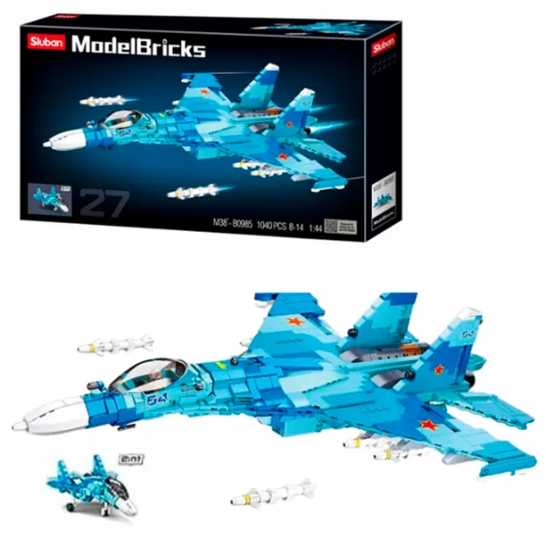 Constructor Sluban Su-27 Fighter Avion/ Blue photo 2