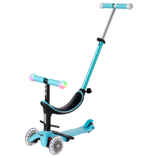 Trotinetă pentru copii cu trei roți Micro Mini2Grow Deluxe Magic LED (MMD358) 50 kg/ Blue photo 1