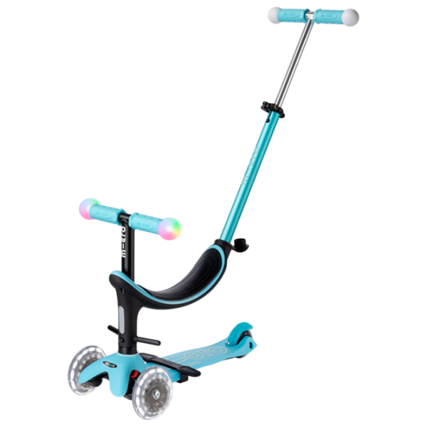 Trotinetă pentru copii cu trei roți Micro Mini2Grow Deluxe Magic LED (MMD358) 50 kg/ Blue photo 1