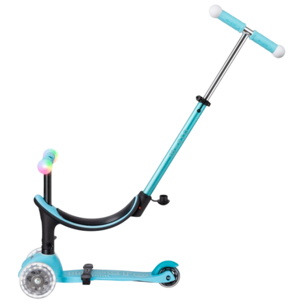 Trotinetă pentru copii cu trei roți Micro Mini2Grow Deluxe Magic LED (MMD358) 50 kg/ Blue photo 2