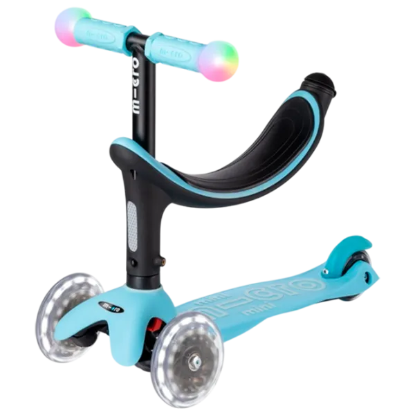 Trotinetă pentru copii cu trei roți Micro Mini2Grow Deluxe Magic LED (MMD358) 50 kg/ Blue photo 3