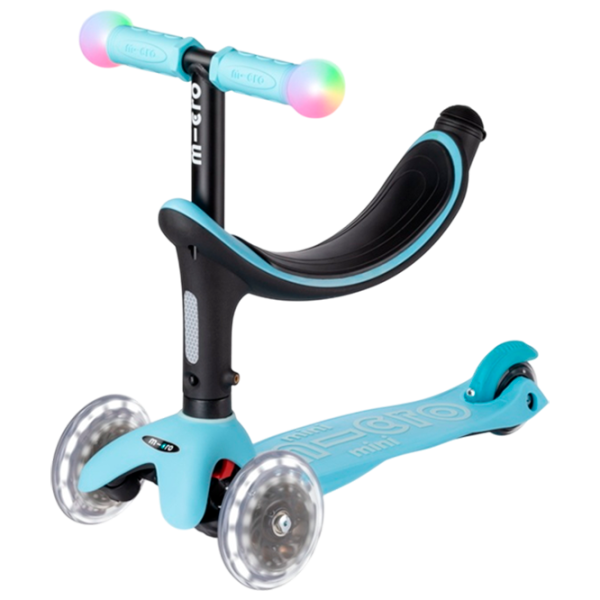 Trotinetă pentru copii cu trei roți Micro Mini2Grow Deluxe Magic LED (MMD358) 50 kg/ Blue photo 3