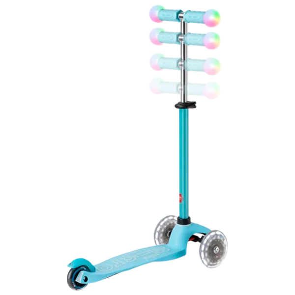 Trotinetă pentru copii cu trei roți Micro Mini2Grow Deluxe Magic LED (MMD358) 50 kg/ Blue photo 4