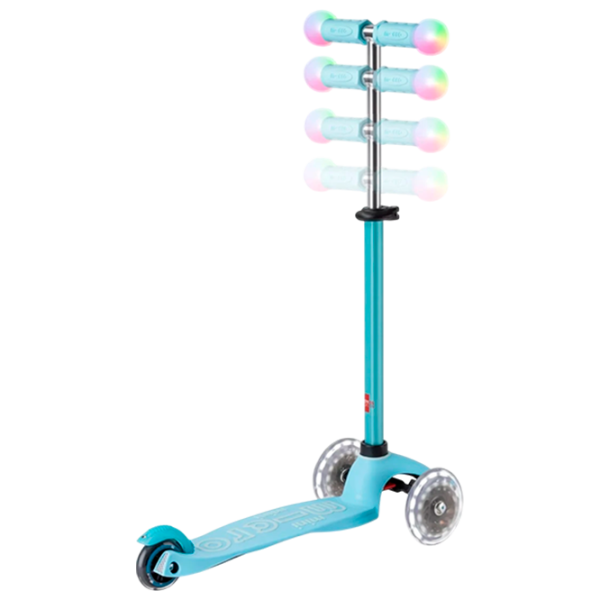 Trotinetă pentru copii cu trei roți Micro Mini2Grow Deluxe Magic LED (MMD358) 50 kg/ Blue photo 4
