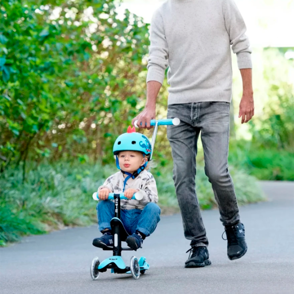 Trotinetă pentru copii cu trei roți Micro Mini2Grow Deluxe Magic LED (MMD358) 50 kg/ Blue photo 7