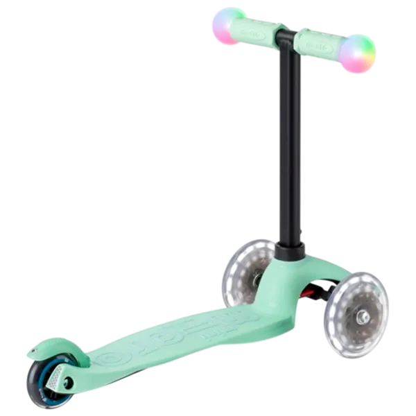 Детский трёхколёсный самокат Micro Mini2Grow Deluxe Magic LED (MMD357) 50 кг/ Мятный photo 2
