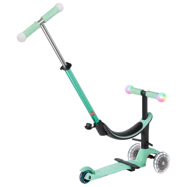 Детский трёхколёсный самокат Micro Mini2Grow Deluxe Magic LED (MMD357) 50 кг/ Мятный photo 4