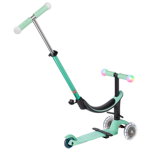 Детский трёхколёсный самокат Micro Mini2Grow Deluxe Magic LED (MMD357) 50 кг/ Мятный photo 4