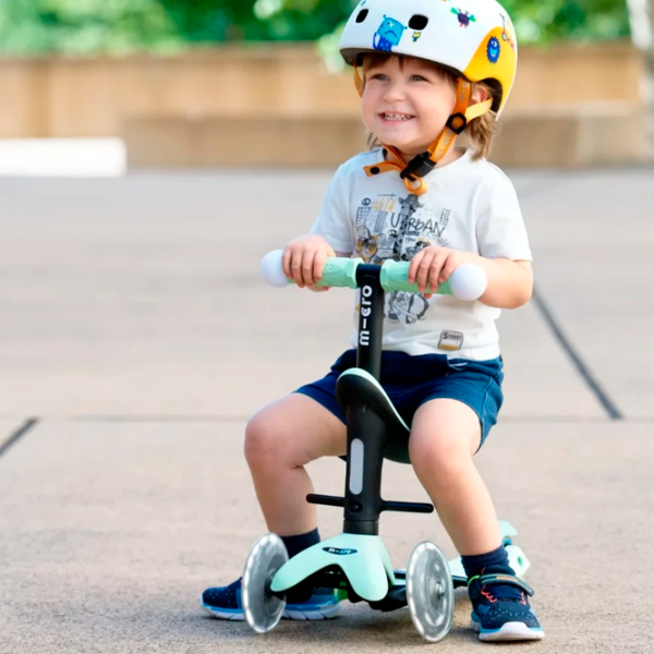 Детский трёхколёсный самокат Micro Mini2Grow Deluxe Magic LED (MMD357) 50 кг/ Мятный photo 8