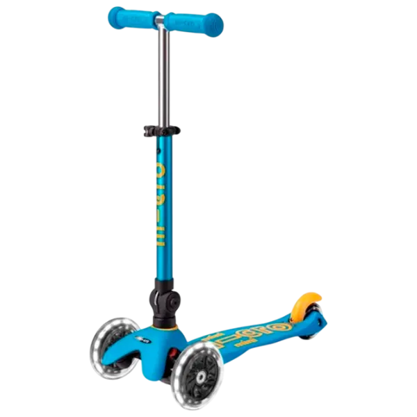 Детский трёхколёсный самокат Micro Mini Deluxe Foldable LED (MMD200) 50 кг/ Синий photo 1