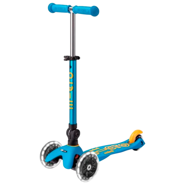 Детский трёхколёсный самокат Micro Mini Deluxe Foldable LED (MMD200) 50 кг/ Синий photo 1