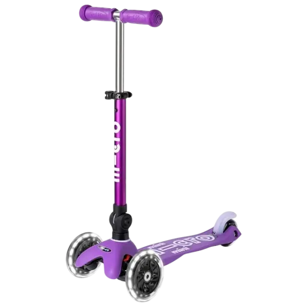 Детский трёхколёсный самокат Micro Mini Deluxe Foldable LED (MMD199) 50 кг/ Пурпурный photo 1