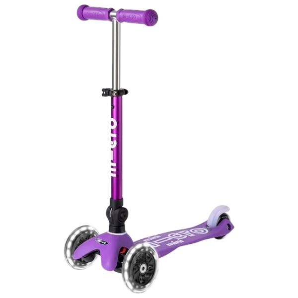 Детский трёхколёсный самокат Micro Mini Deluxe Foldable LED (MMD199) 50 кг/ Пурпурный photo 1