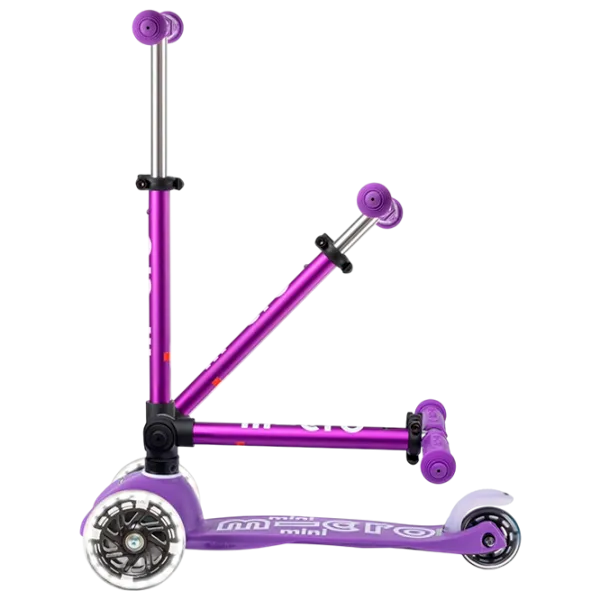 Детский трёхколёсный самокат Micro Mini Deluxe Foldable LED (MMD199) 50 кг/ Пурпурный photo 2
