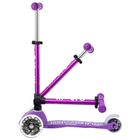 Детский трёхколёсный самокат Micro Mini Deluxe Foldable LED (MMD199) 50 кг/ Пурпурный photo 2