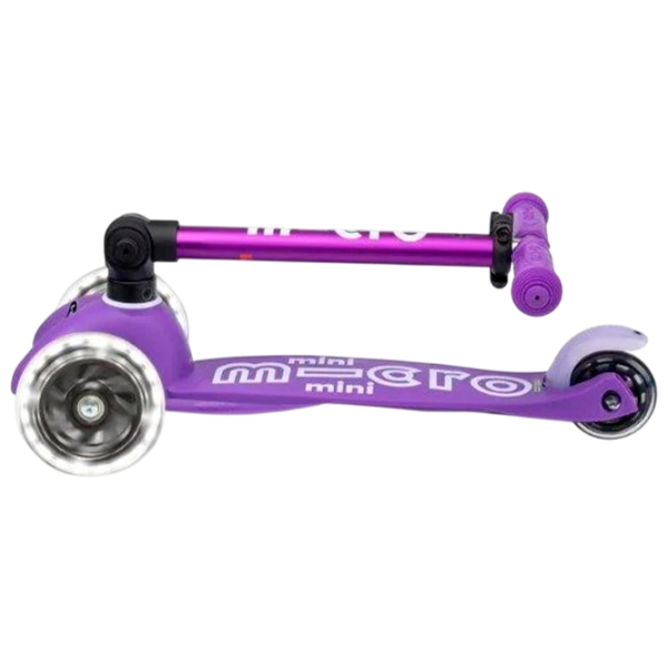 Детский трёхколёсный самокат Micro Mini Deluxe Foldable LED (MMD199) 50 кг/ Пурпурный photo 4