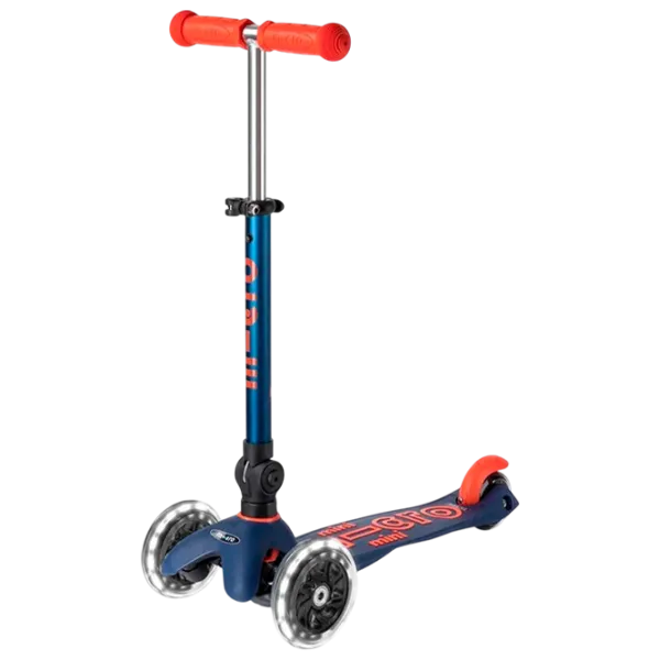 Trotinetă pentru copii cu trei roți Micro Mini Deluxe Foldable LED (MMD196) 50 kg/ Navy photo 1