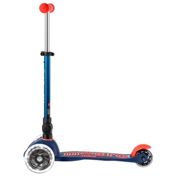 Trotinetă pentru copii cu trei roți Micro Mini Deluxe Foldable LED (MMD196) 50 kg/ Navy photo 3