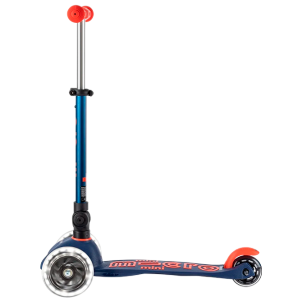 Trotinetă pentru copii cu trei roți Micro Mini Deluxe Foldable LED (MMD196) 50 kg/ Navy photo 3