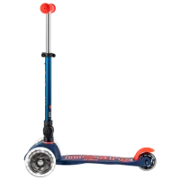 Trotinetă pentru copii cu trei roți Micro Mini Deluxe Foldable LED (MMD196) 50 kg/ Navy photo 3