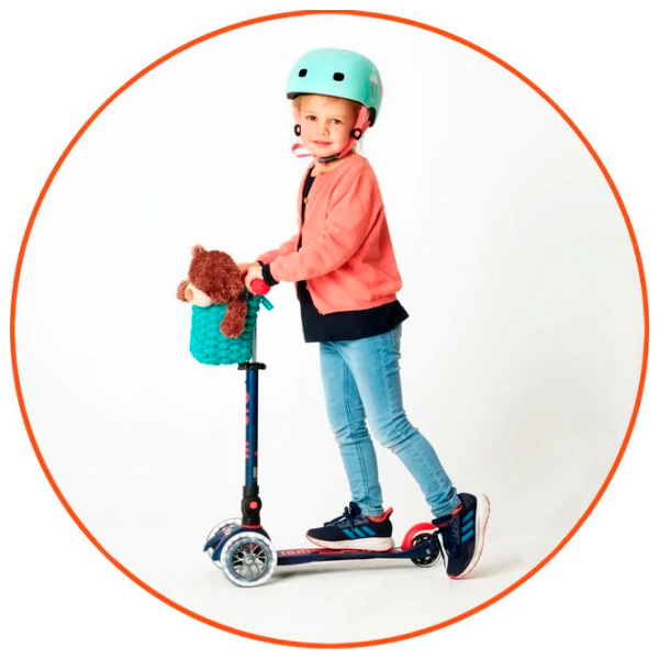 Trotinetă pentru copii cu trei roți Micro Mini Deluxe Foldable LED (MMD196) 50 kg/ Navy photo 4