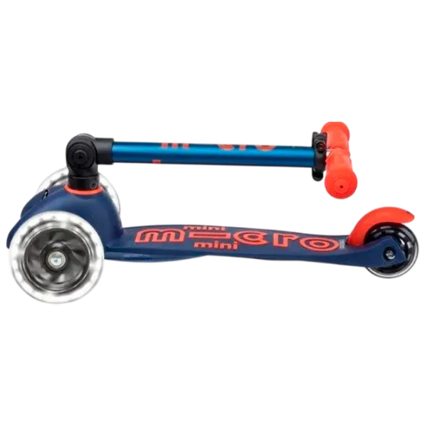 Trotinetă pentru copii cu trei roți Micro Mini Deluxe Foldable LED (MMD196) 50 kg/ Navy photo 5