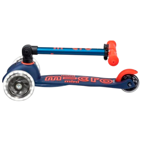 Trotinetă pentru copii cu trei roți Micro Mini Deluxe Foldable LED (MMD196) 50 kg/ Navy photo 5