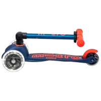Trotinetă pentru copii cu trei roți Micro Mini Deluxe Foldable LED (MMD196) 50 kg/ Navy photo 5