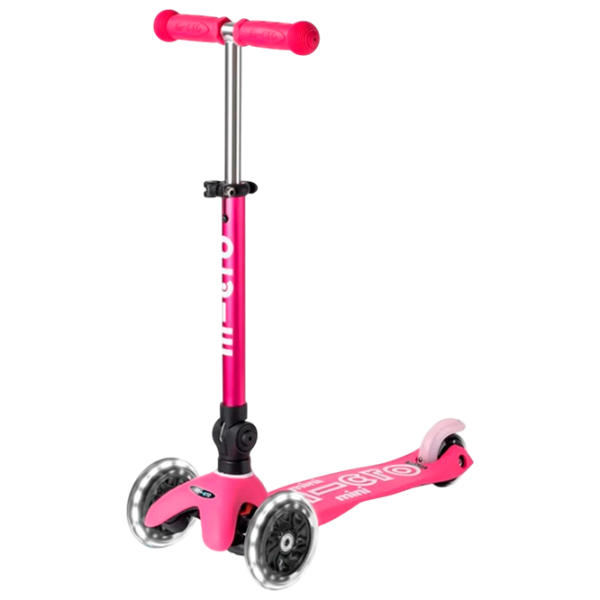 Trotinetă pentru copii cu trei roți Micro Mini Deluxe Foldable LED (MMD197) 50 kg/ Pink photo 1
