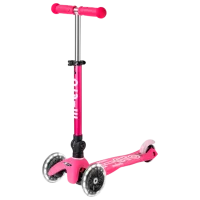 Trotinetă pentru copii cu trei roți Micro Mini Deluxe Foldable LED (MMD197) 50 kg/ Pink