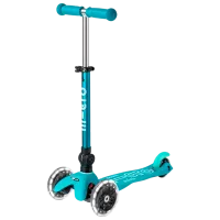 Trotinetă pentru copii cu trei roți Micro Mini Deluxe Foldable LED (MMD198) 50 kg/ Aqua