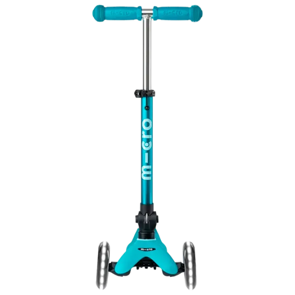 Trotinetă pentru copii cu trei roți Micro Mini Deluxe Foldable LED (MMD198) 50 kg/ Aqua photo 3