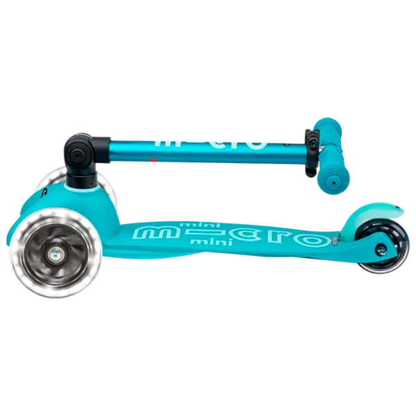 Trotinetă pentru copii cu trei roți Micro Mini Deluxe Foldable LED (MMD198) 50 kg/ Aqua photo 4