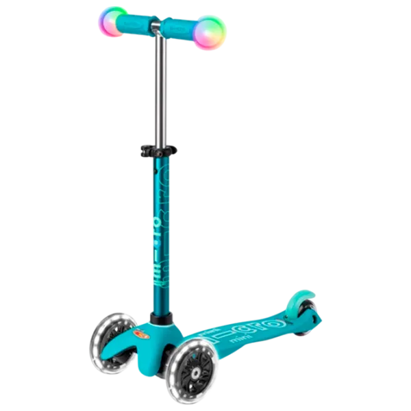 Trotinetă pentru copii cu trei roți Micro Mini Deluxe Magic LED (MMD131) 50 kg/ Aqua photo 1