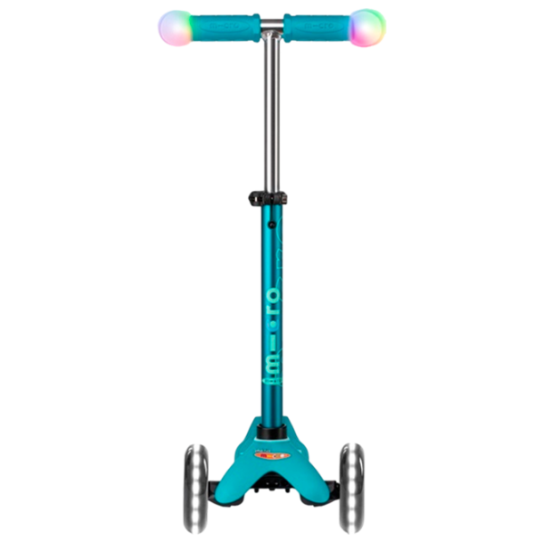 Trotinetă pentru copii cu trei roți Micro Mini Deluxe Magic LED (MMD131) 50 kg/ Aqua photo 2